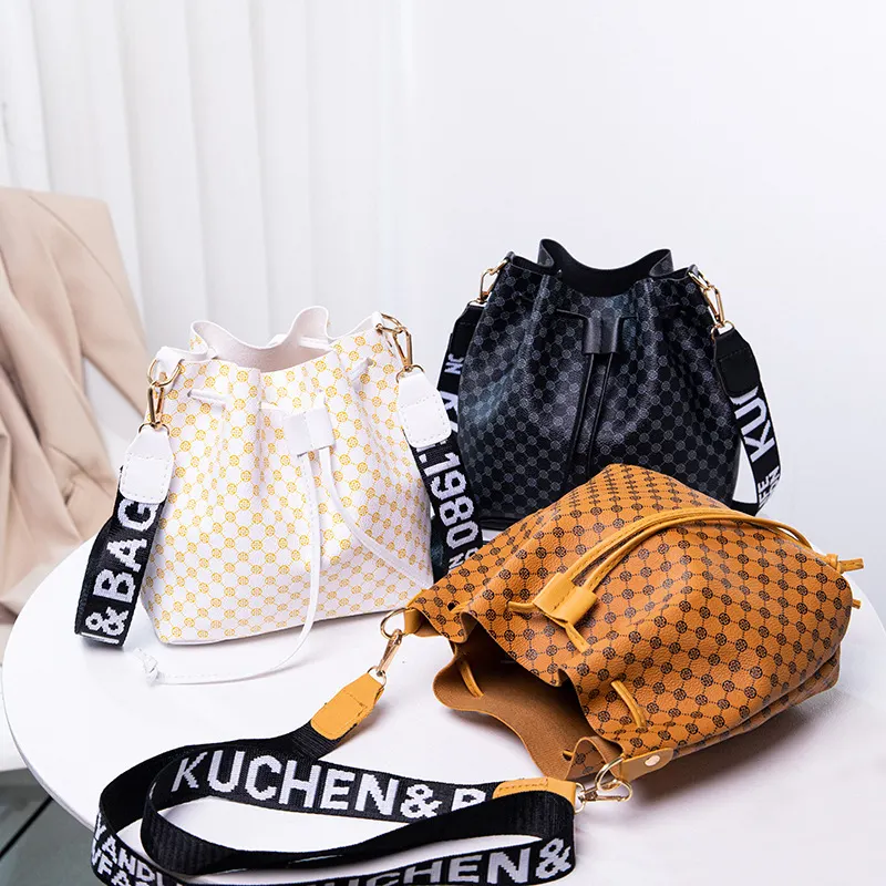 Printed Faux Leather Bucket Bag