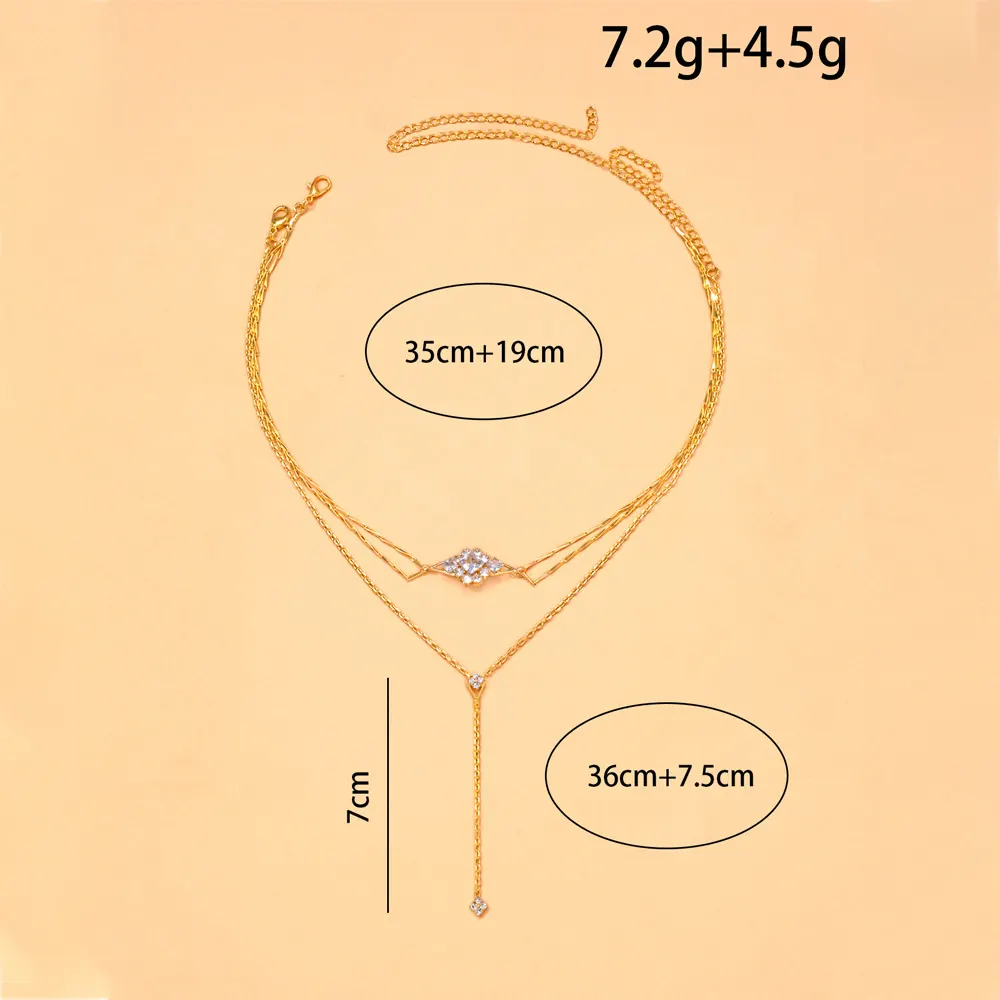 Double Layer Rhinestone Y Necklace