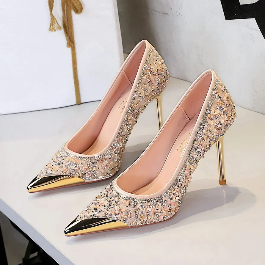 Rhinestone Pointed-Toe Stiletto Heels