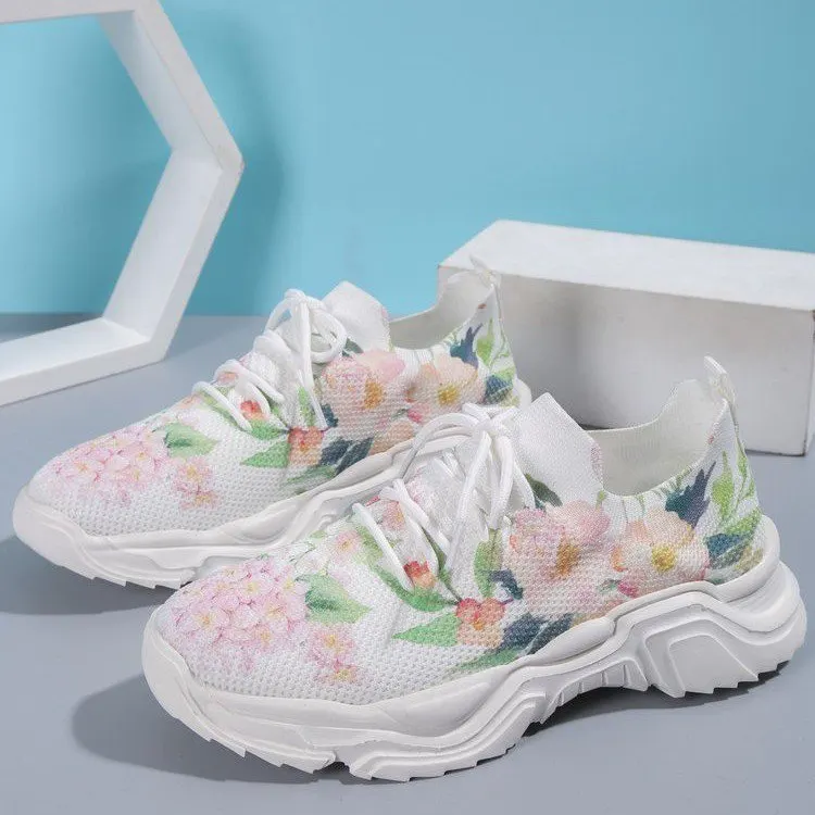 Floral Mesh Low-Top Sneakers