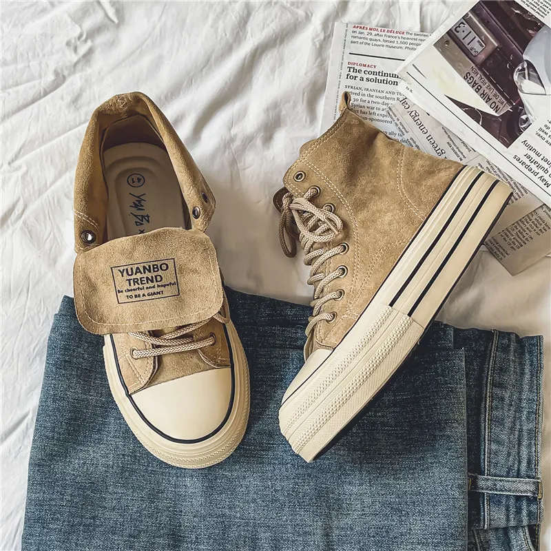 High-Top Canvas Platform Sneakers