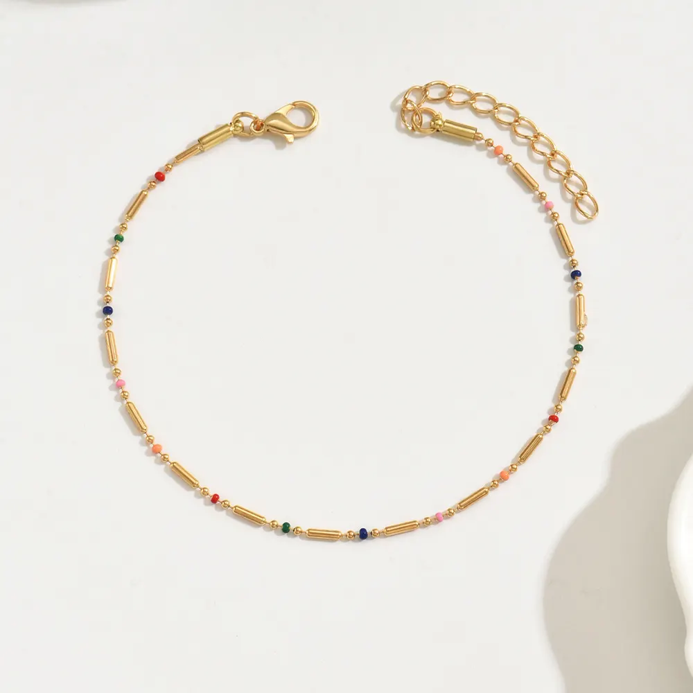 Colorful Beaded Chain Anklet