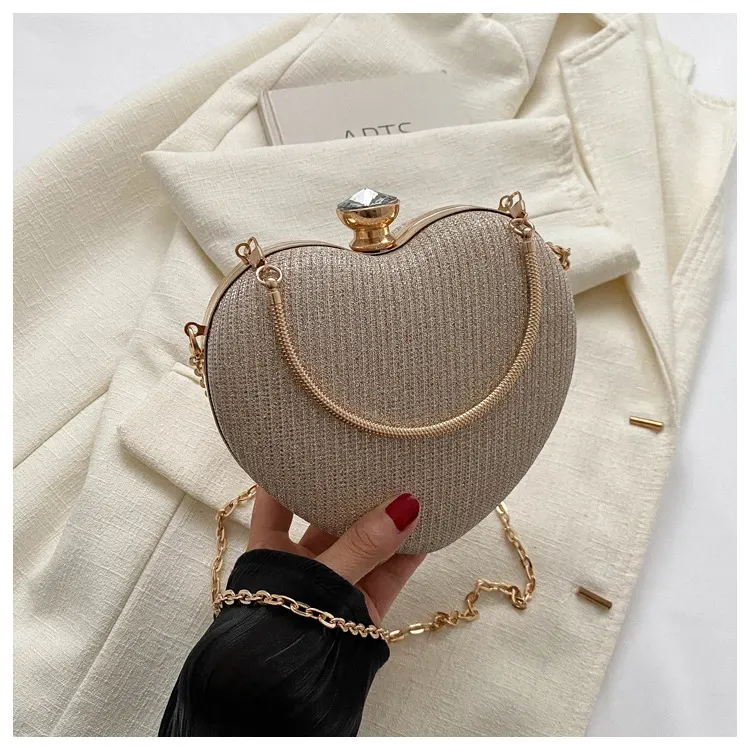 Heart Shaped Clutch Bag with Chain Strap