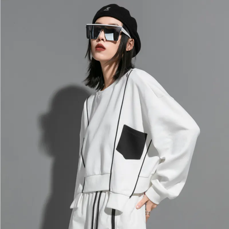 Patchwork Asymmetric Cotton Hoodie