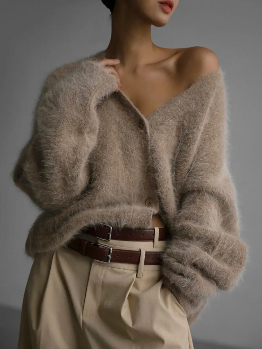 Loose V-Neck Button Cardigan