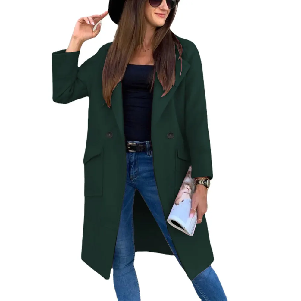Slim Fit Collared Coat with Button Pockets