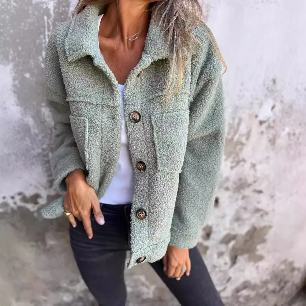 Cropped Lapel Single-Breasted Jacket