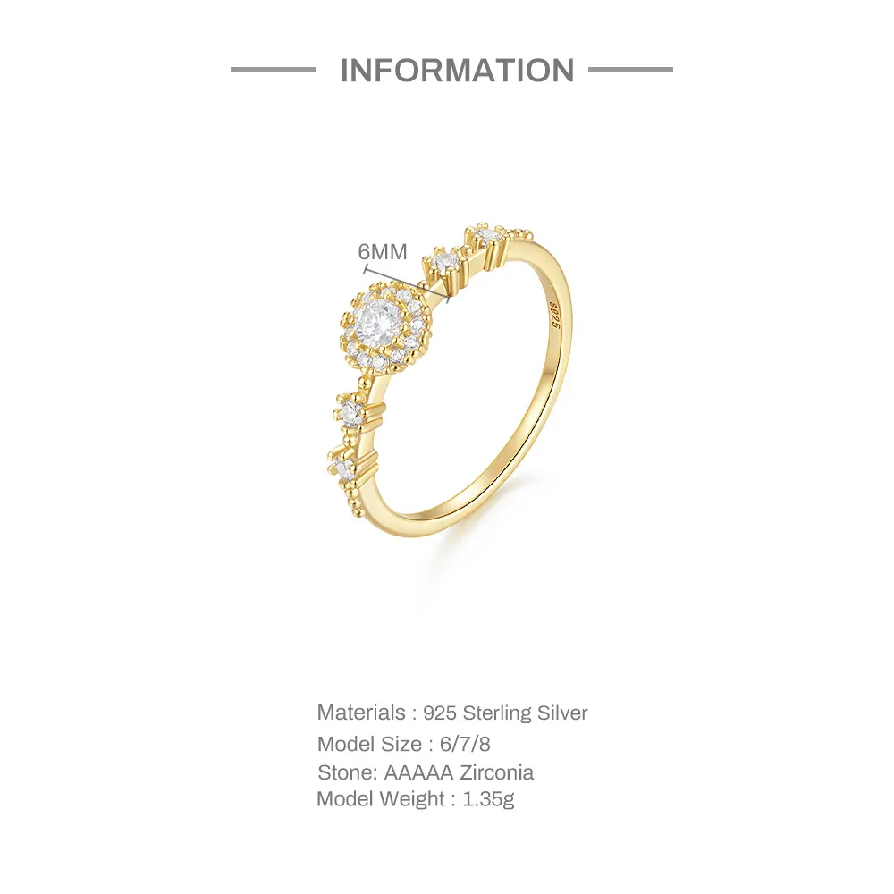 Floral Rhinestone 925 Silver Ring