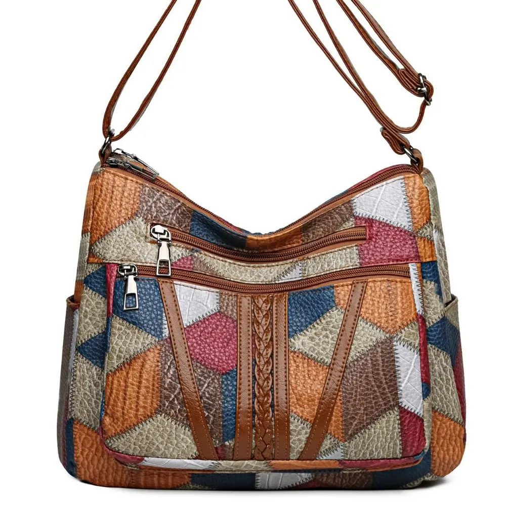 Caramel Multi-Pocket Crossbody Bag
