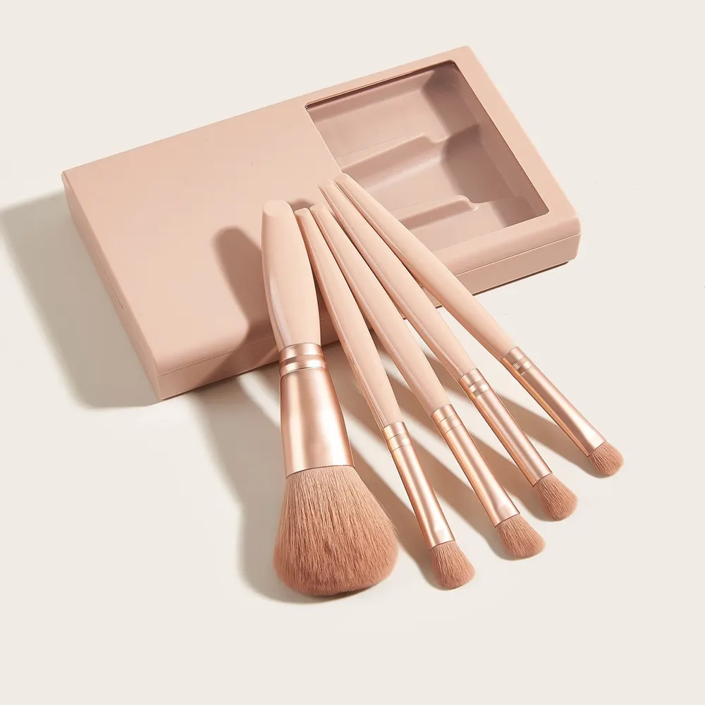 5-Piece Makeup Brush Set with Mirror