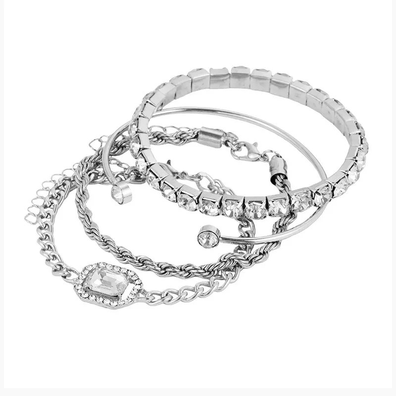 Crystal and Twisted Cuff Bracelet Set