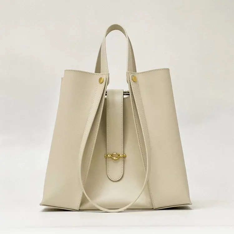 Soft Leather Structured Tote Bag