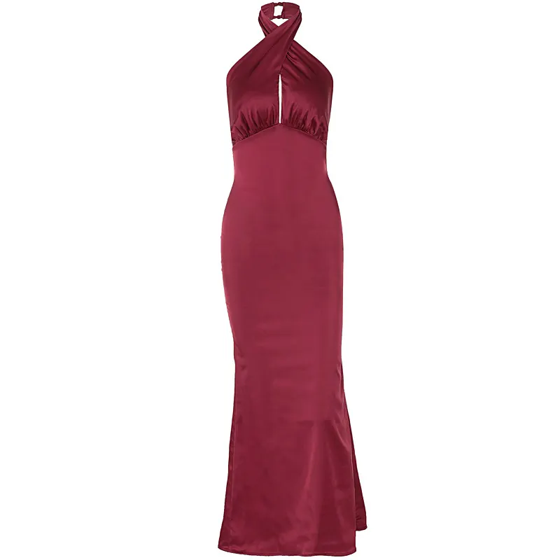 Backless Lace-Up Long Dress