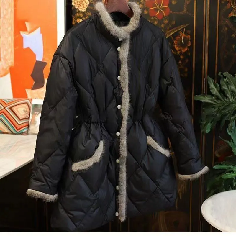 Cinched Waist Thickened Warm Layer
