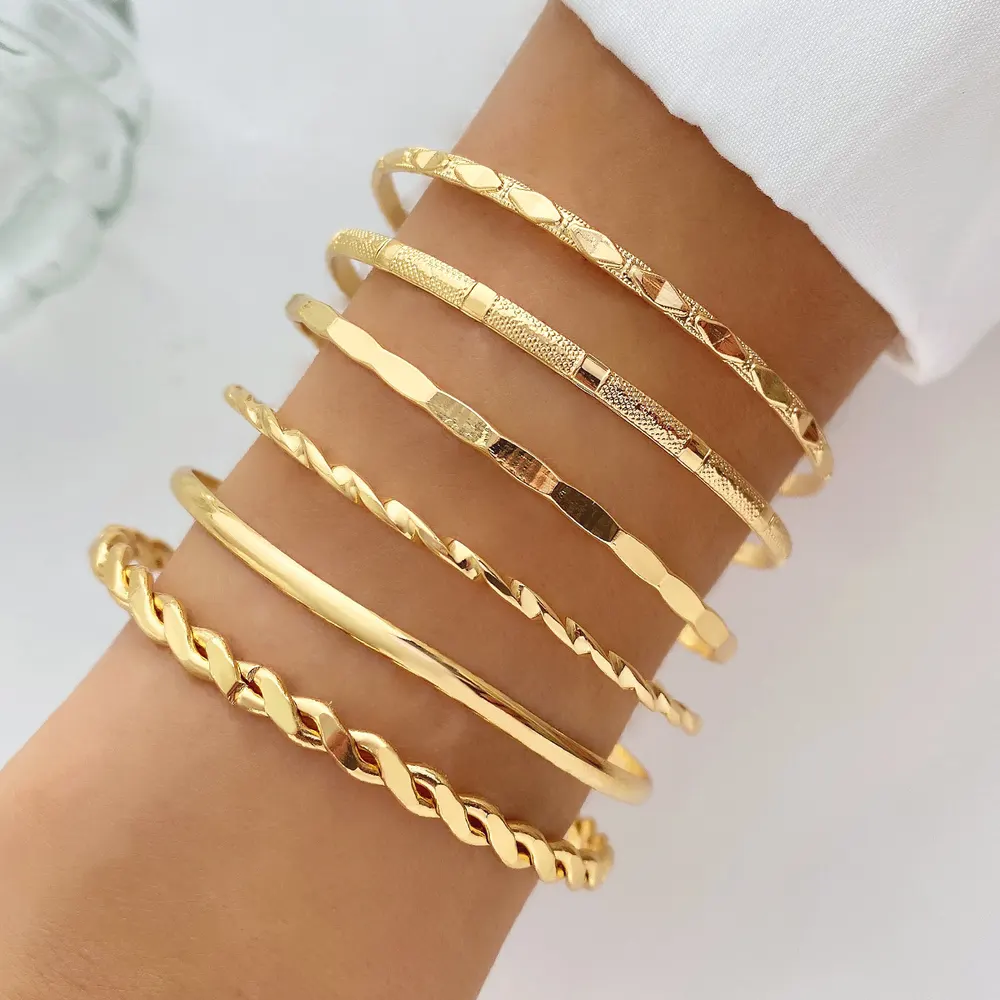 Six-Piece Geometric Chain Bracelet Set