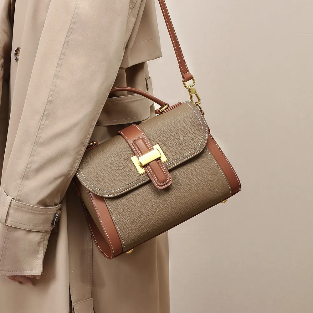 Elephant Grey Cowhide Shoulder Bag