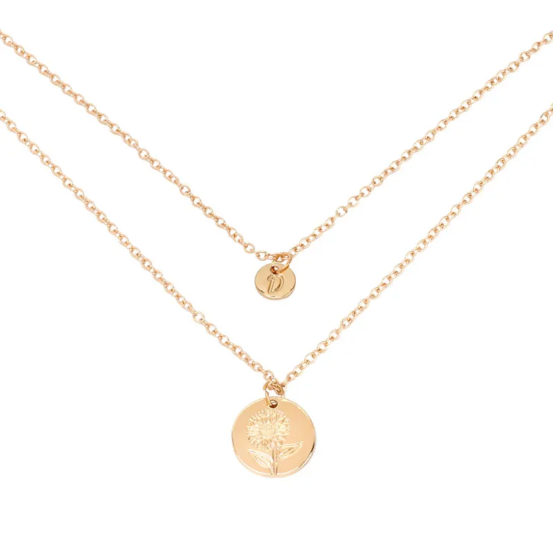 Floral Letter Clavicle Necklace
