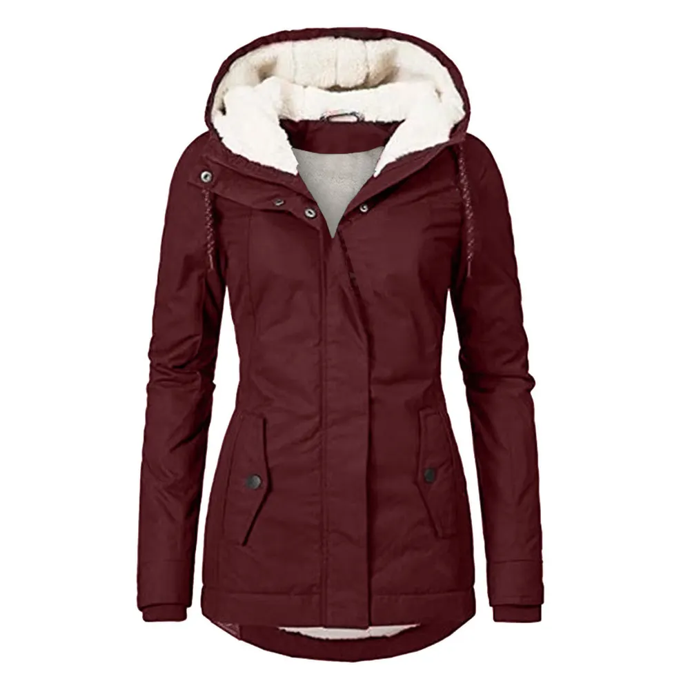 Hooded Zip Jacket with Faux Fur Collar