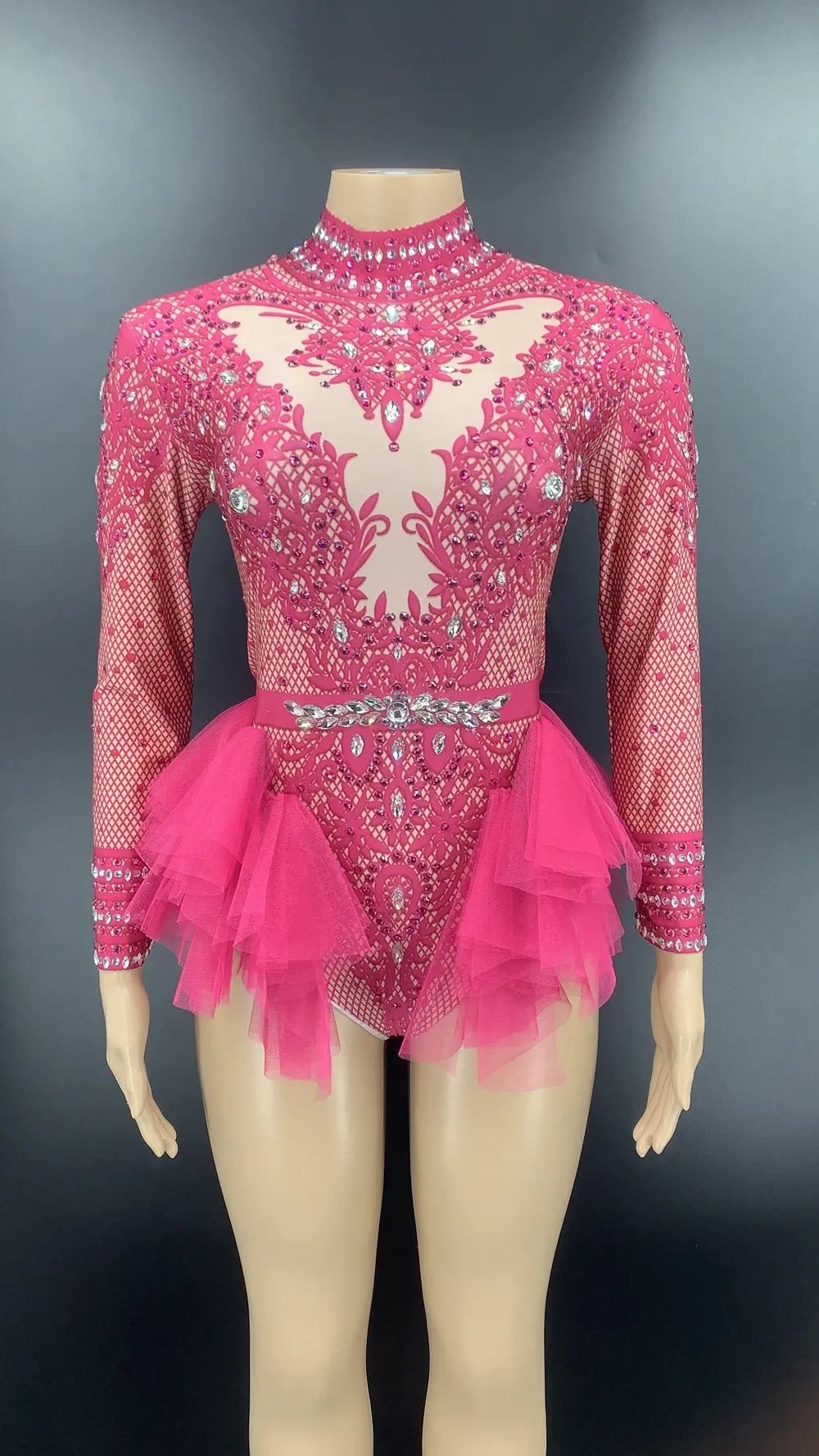 Rhinestone Mesh Stage Jumpsuit