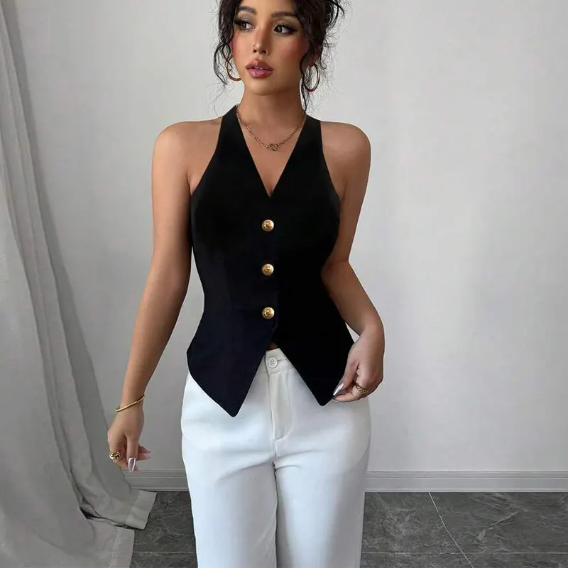 Strappy Open-Back Halter Vest