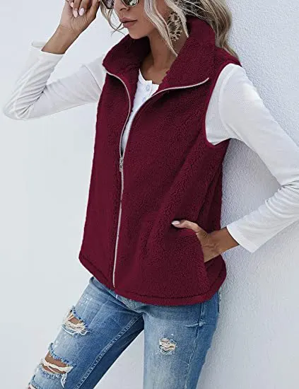 Stand Collar Sleeveless Zip Vest