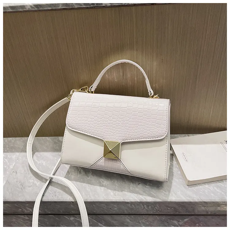 Stitched Stone-Pattern Square Shoulder Bag