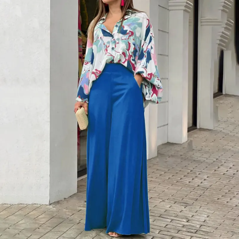 Printed Wide-Leg Pants