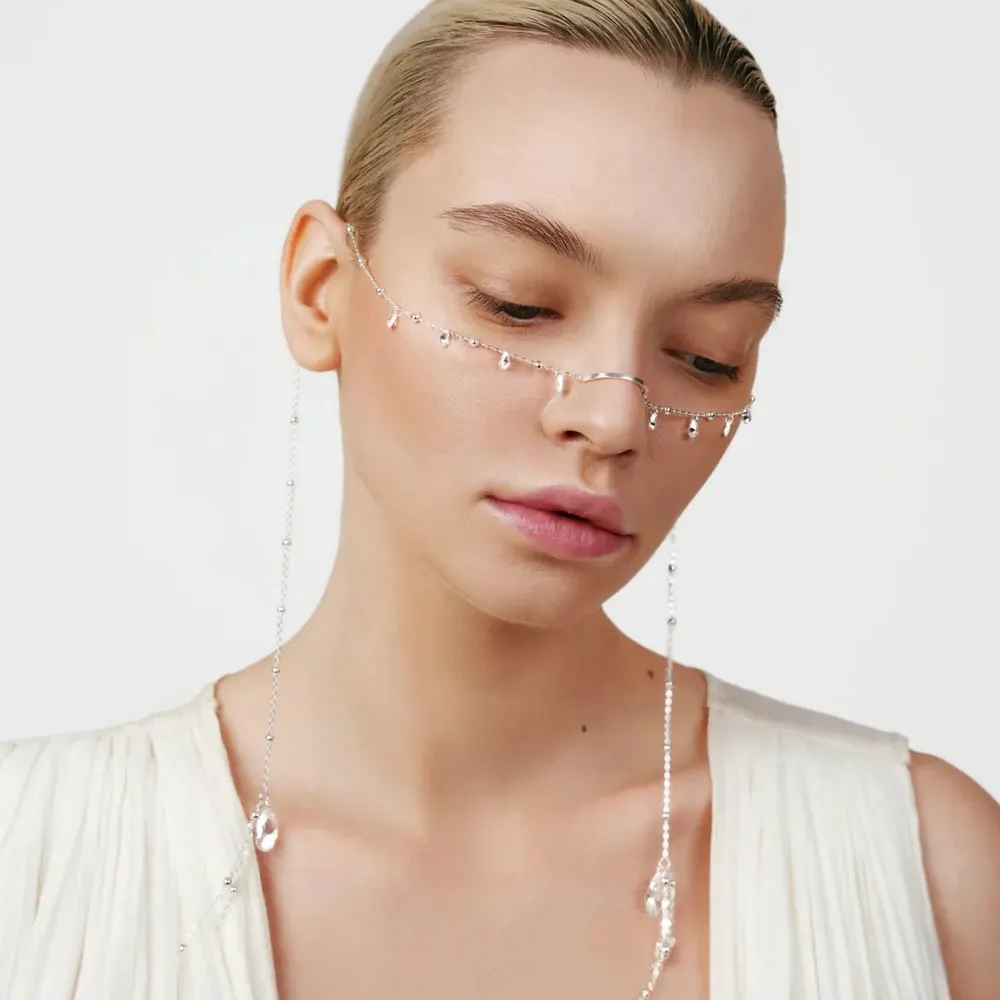 Water Drop Rhinestone Face Chain