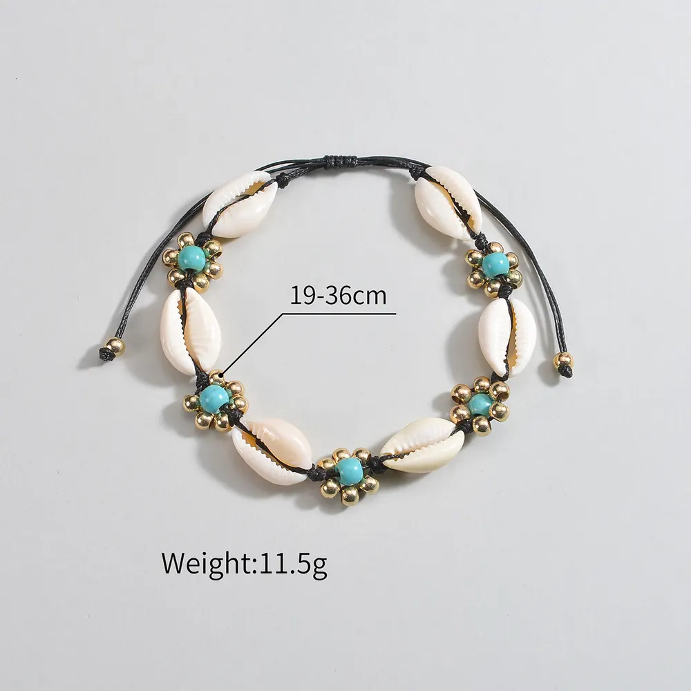 Seashell and Rice-Bead Woven Anklet