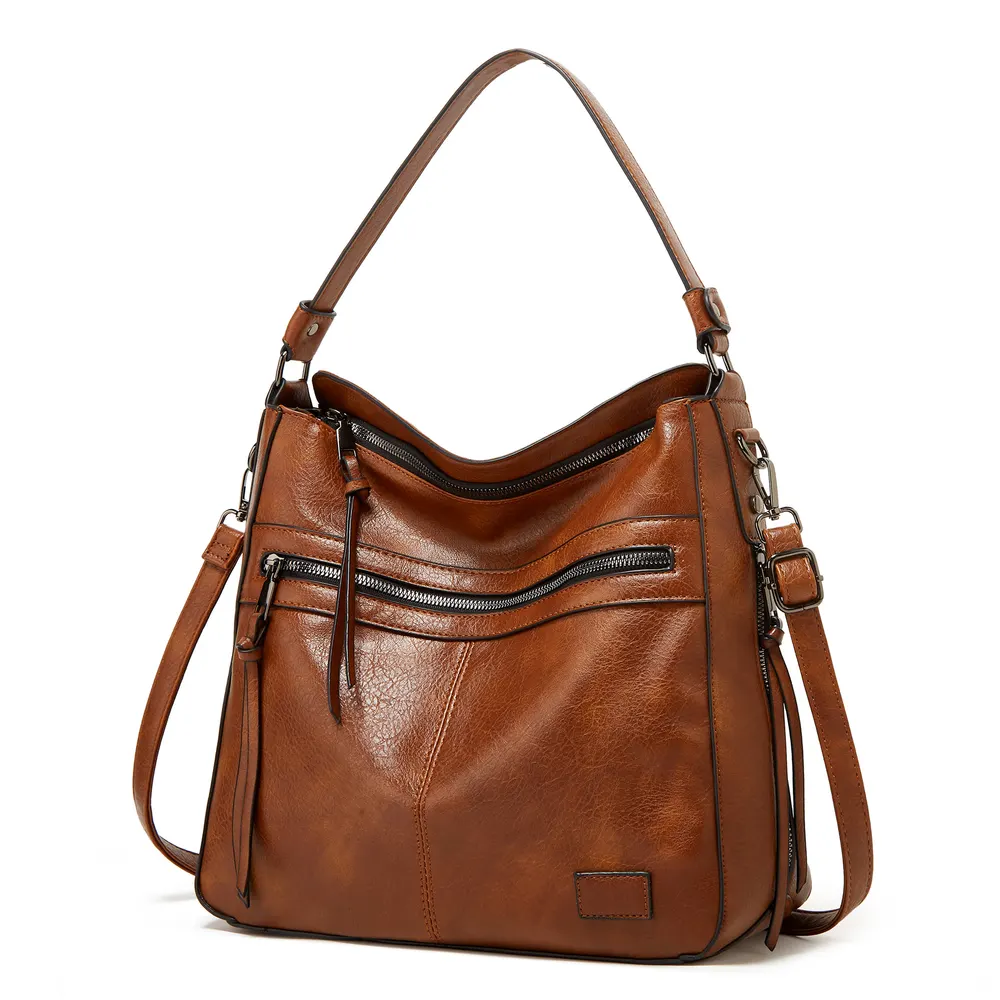Soft PU Zip-Top Crossbody Shoulder Bag