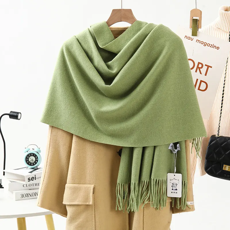 Tassel-Trim Viscose Winter Scarf