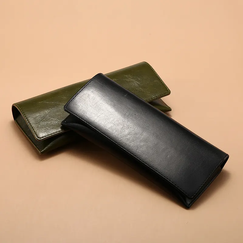 Magnetic Flip-Open Leather Sunglasses Case