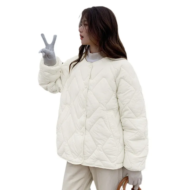 Round Neck Down Cotton Puffer Jacket