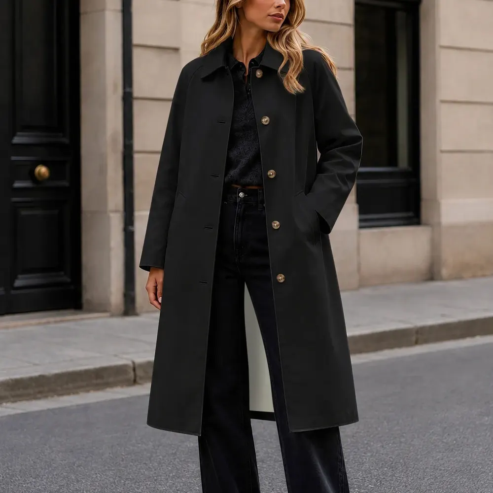 Women's Mid-Length Notch-Collar Coat