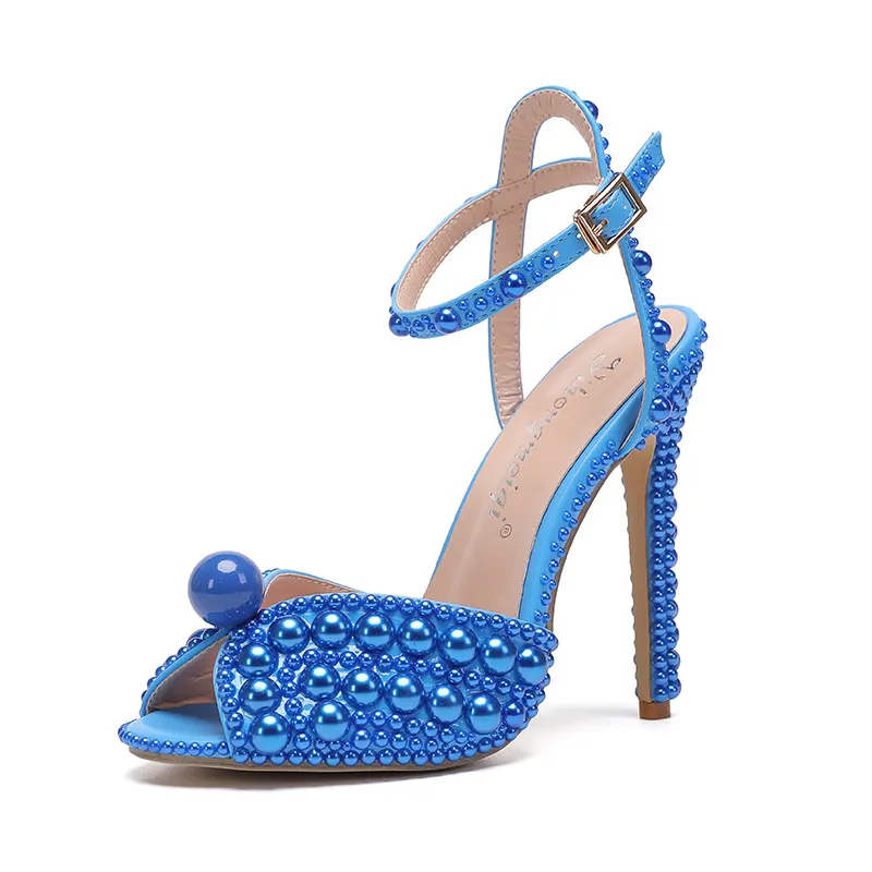 Rhinestone Peep-Toe Stiletto Pumps