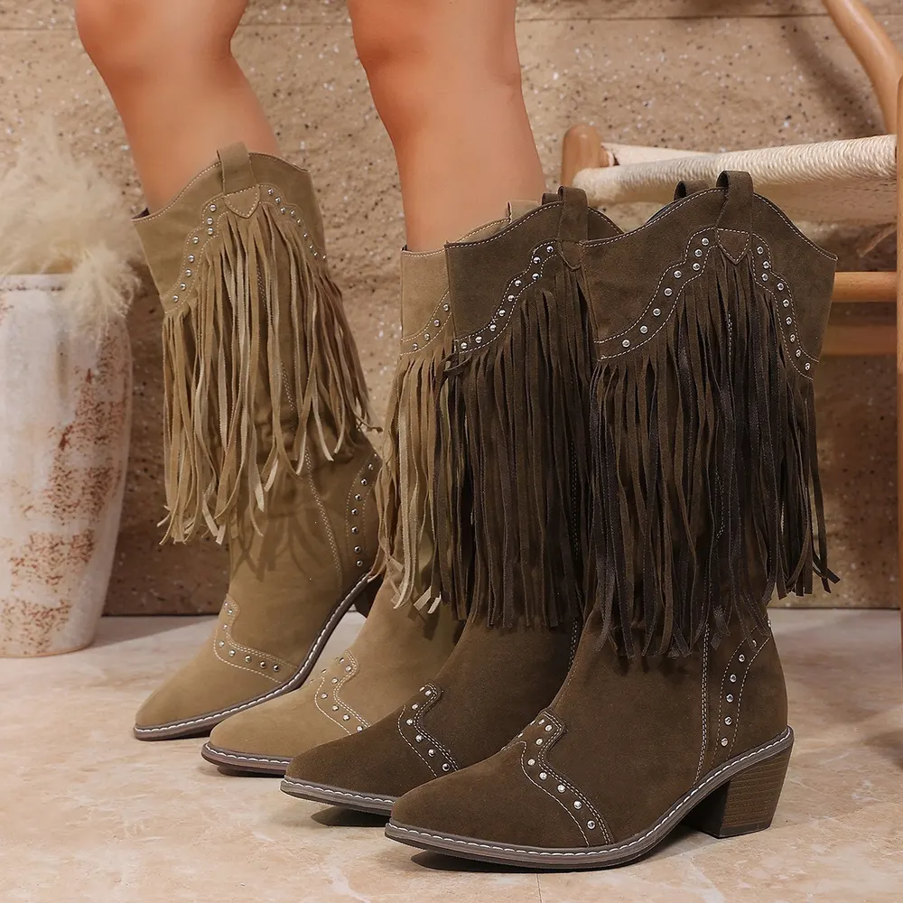 Chunky Heel High Shaft Boot