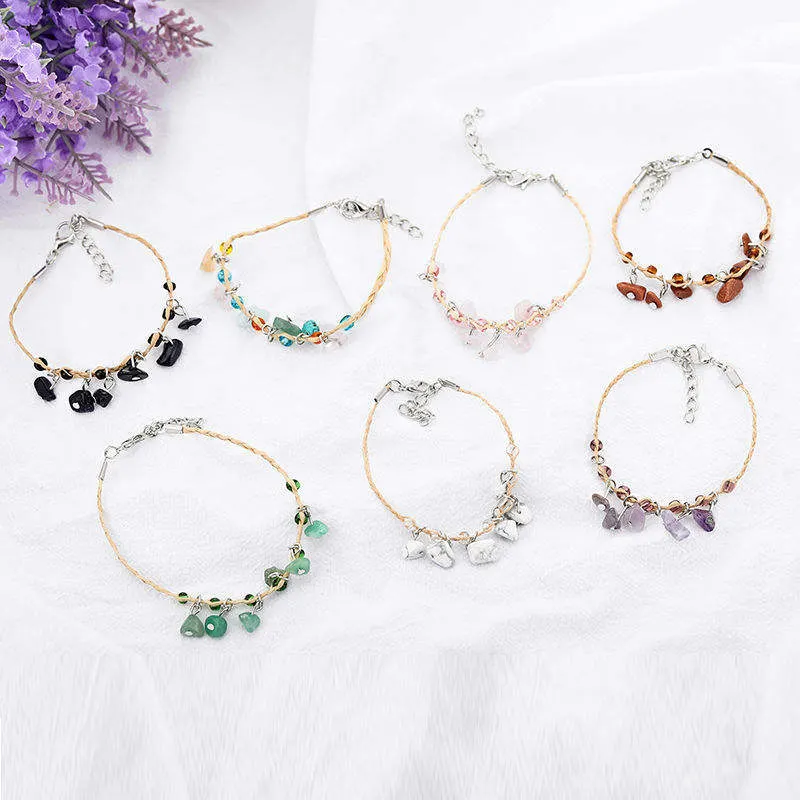 Hand-Woven Raffia Pebble Bracelet