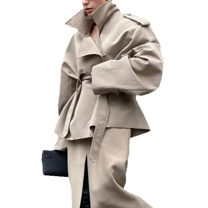 Tie-Waist Solid Color Coat