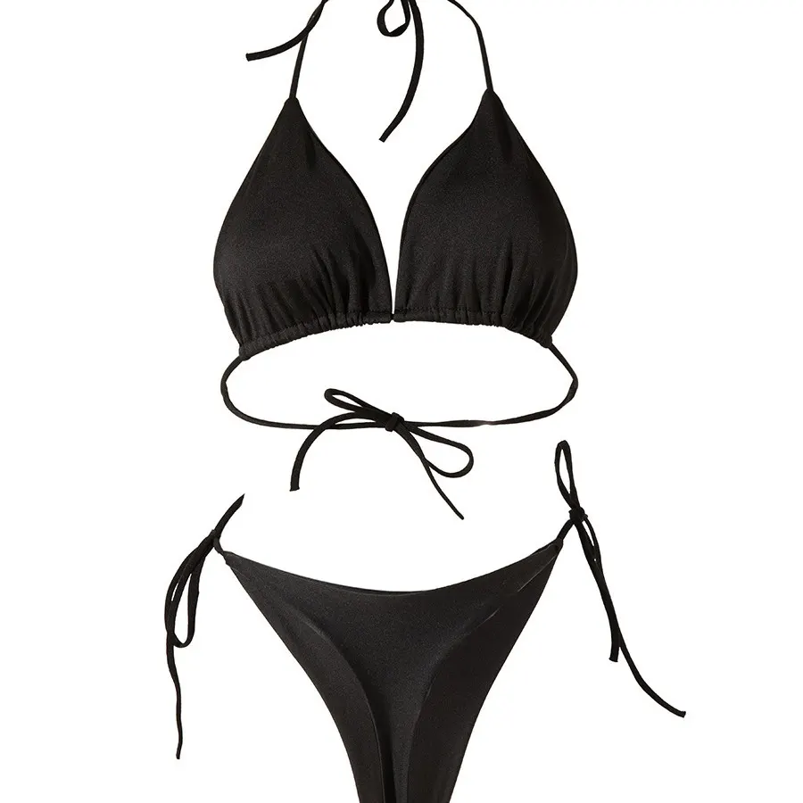 Lace-Up T-Back Bikini Set
