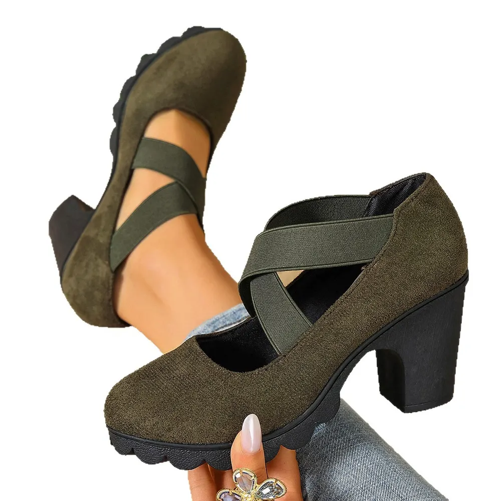 Retro Cross-Strap Platform Heels