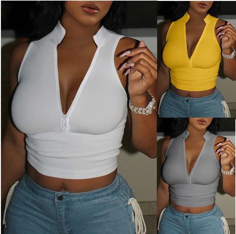 Sleeveless Zip-Front Sweater Vest
