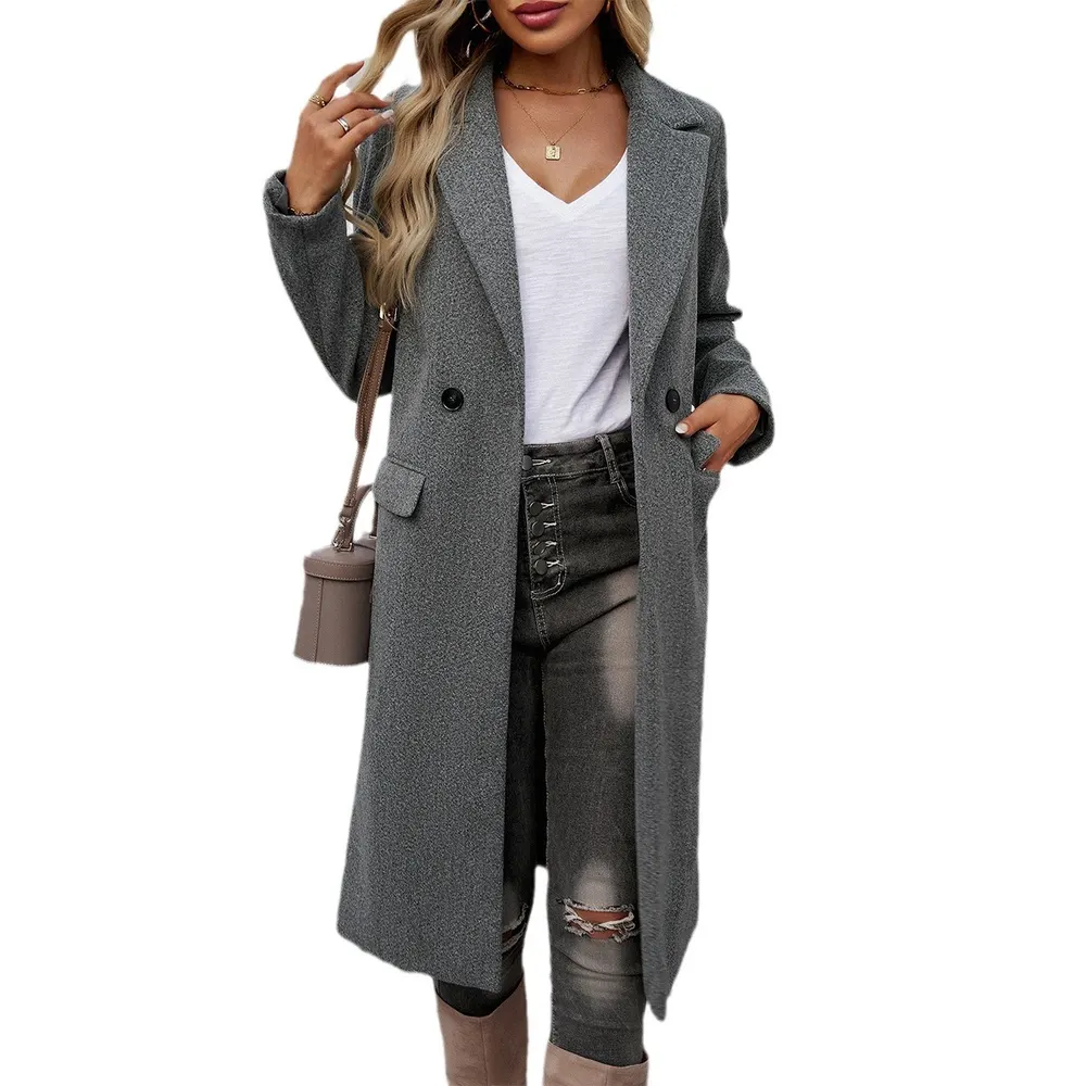 Turn-Down Collar Longline Coat