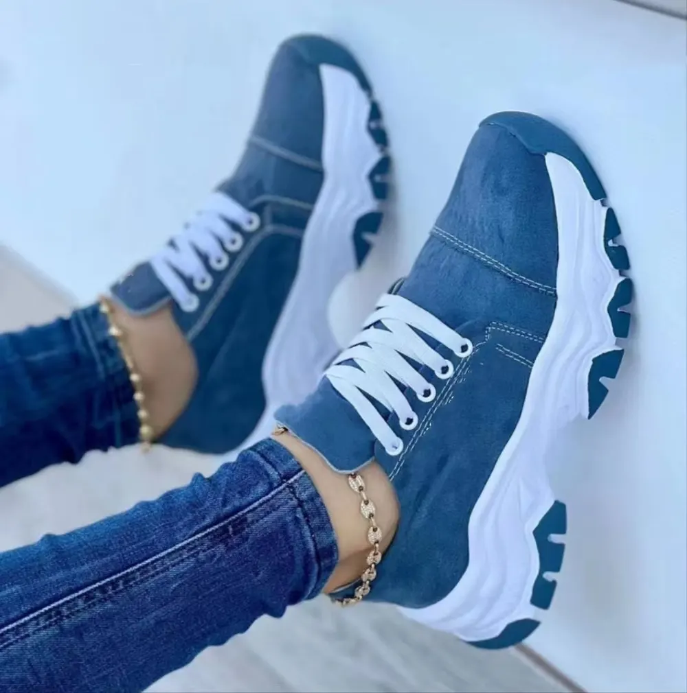 Round-Toe Canvas Wedge Sneaker