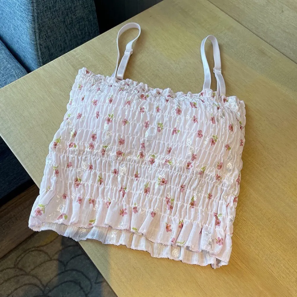Pleated Floral Stretch Cami