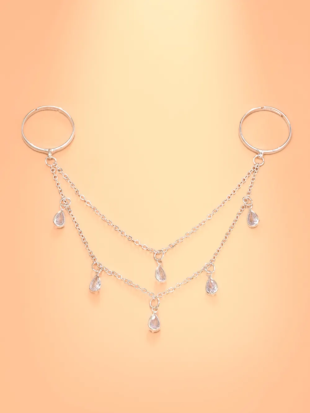 Double Row Teardrop Rhinestone Ring