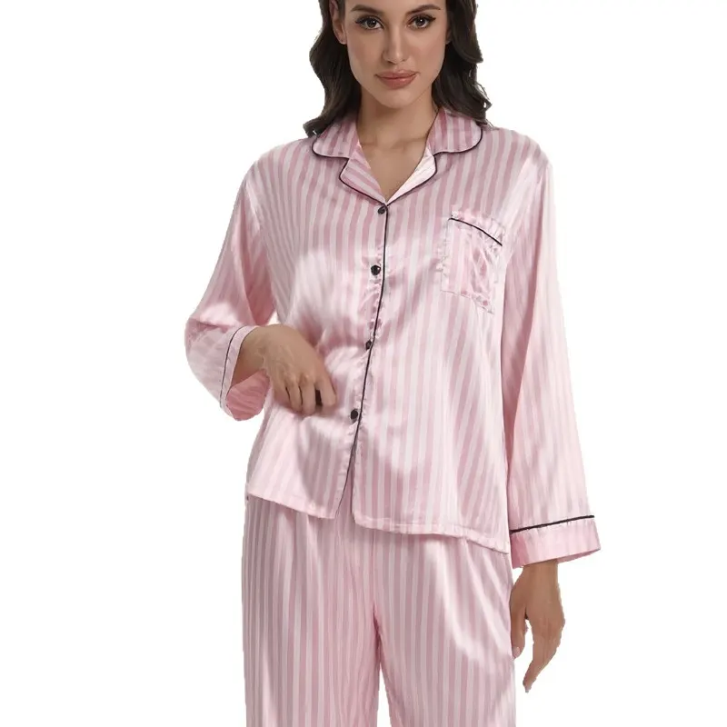 Ice Silk Leopard Print Cardigan Pyjama Set
