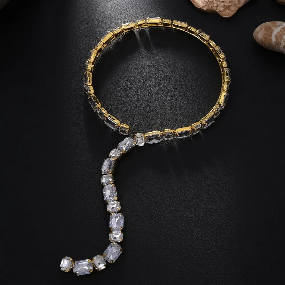 Rhinestone Geometric Choker Necklace