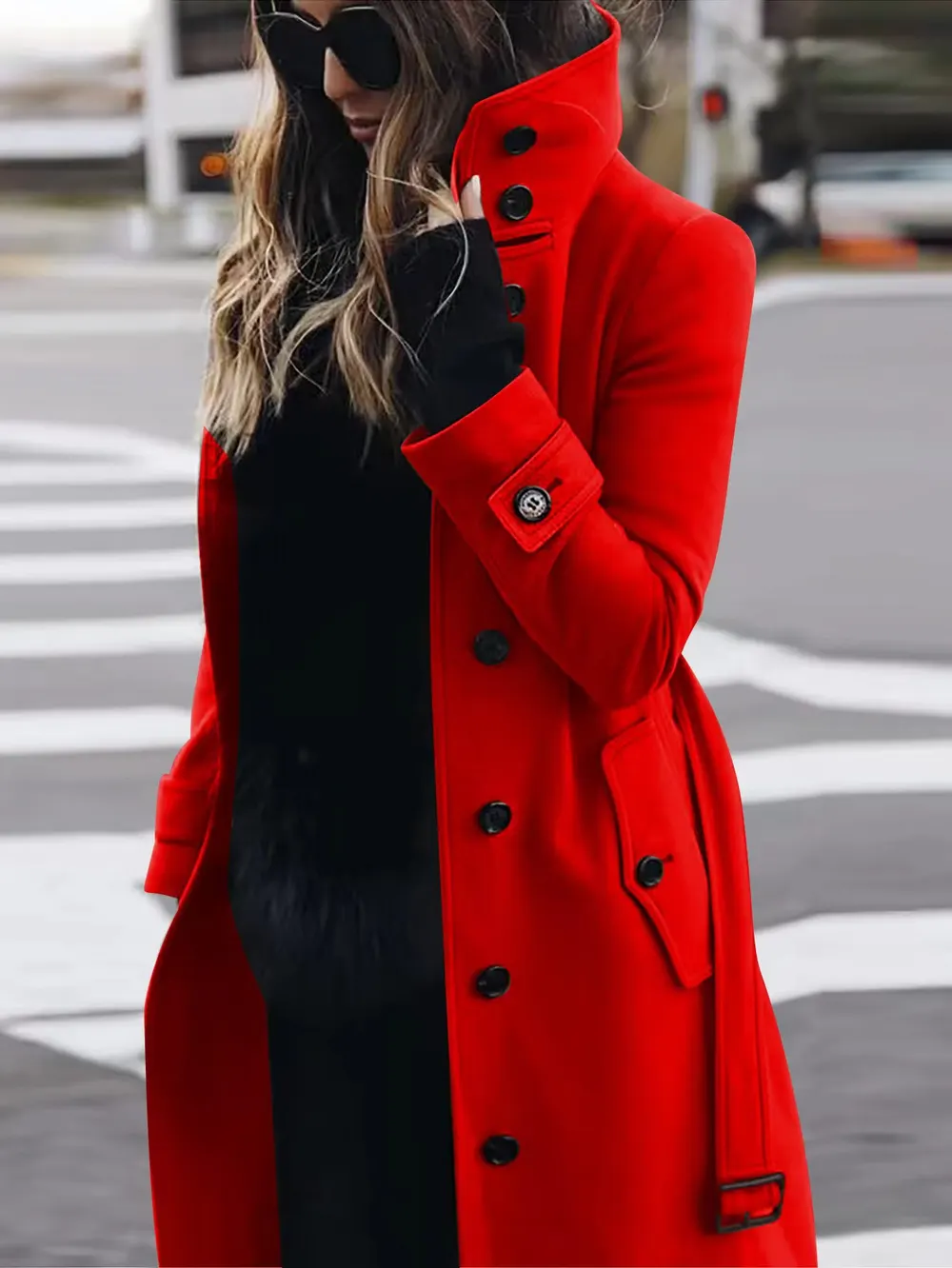 Stand Collar Single-Breasted Coat