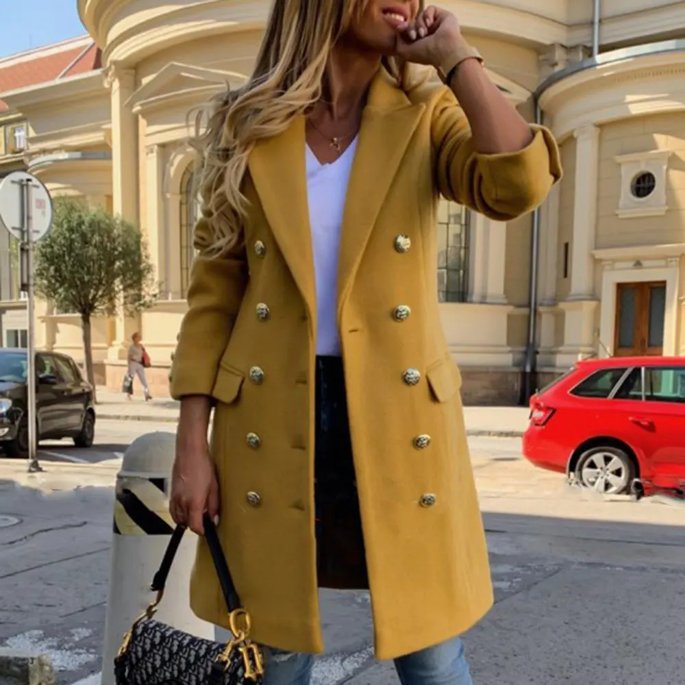 Long Woolen Suit-Collar Coat