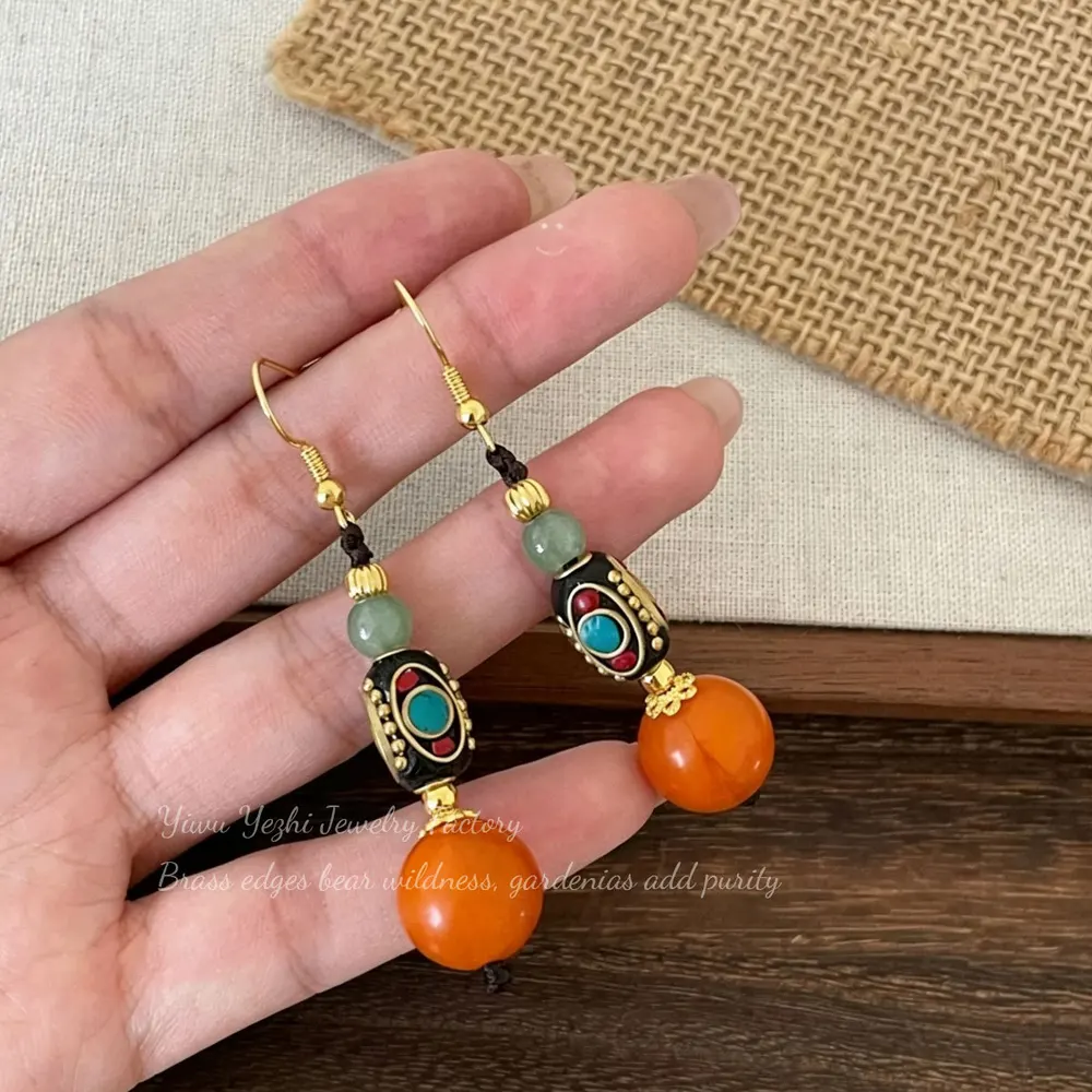 Ethnic Round Metal Stud Earrings